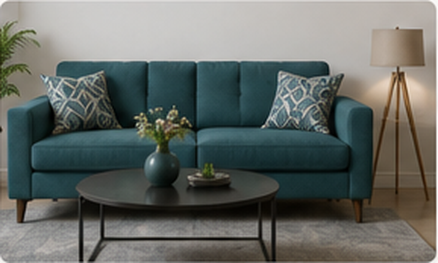 Teal fabric sofa