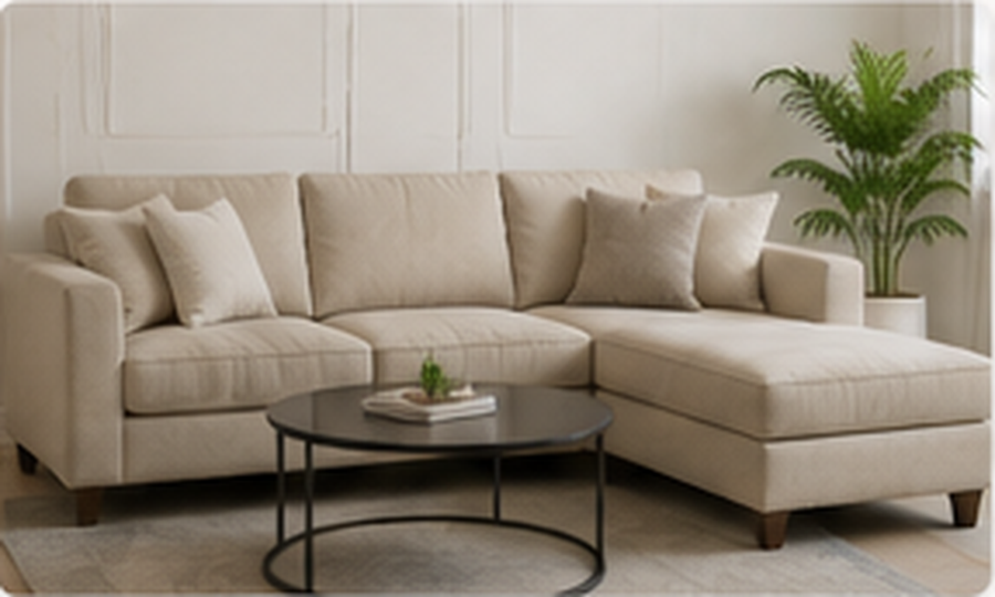 Cream L-shape sofa