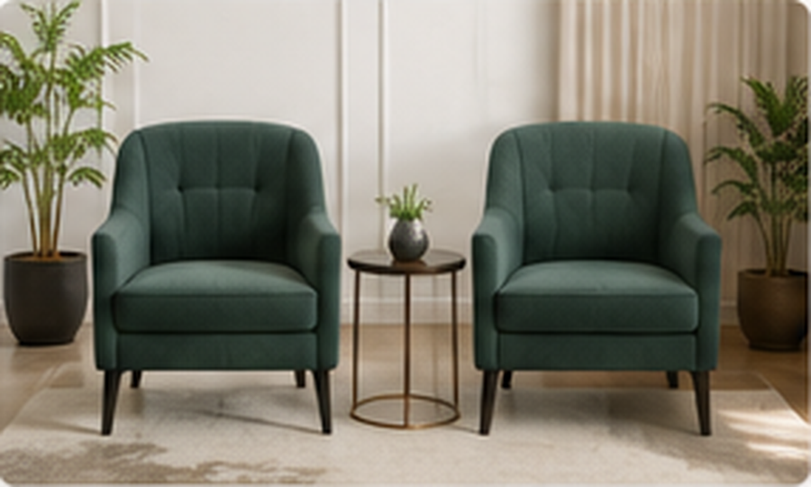 Green upholstered chairs