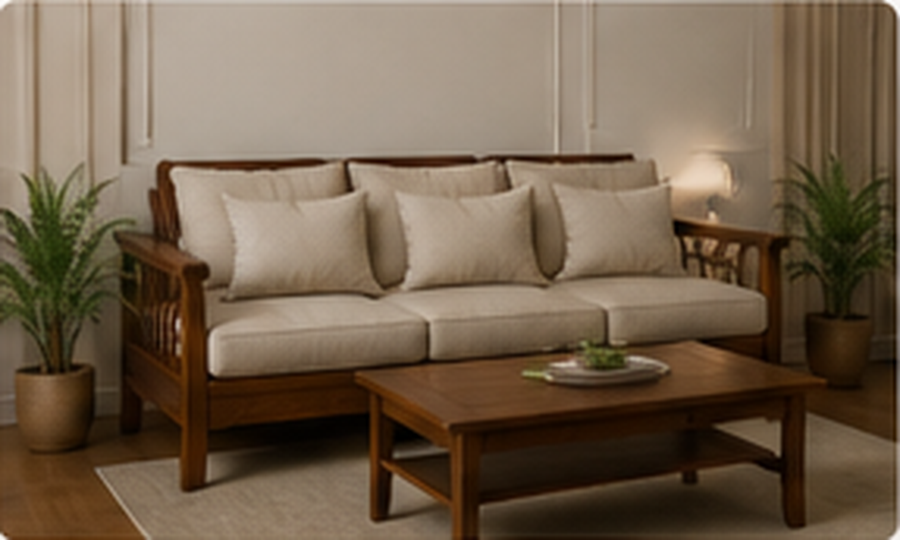 Wooden frame sofa